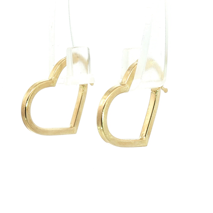 10K Yellow Gold Open Heart Hoop Earrings