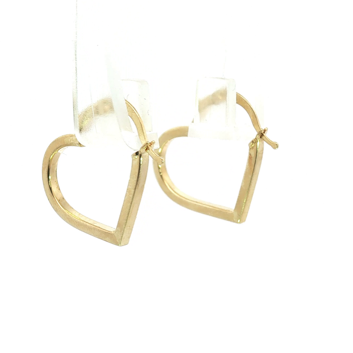 10K Yellow Gold Open Heart Hoop Earrings