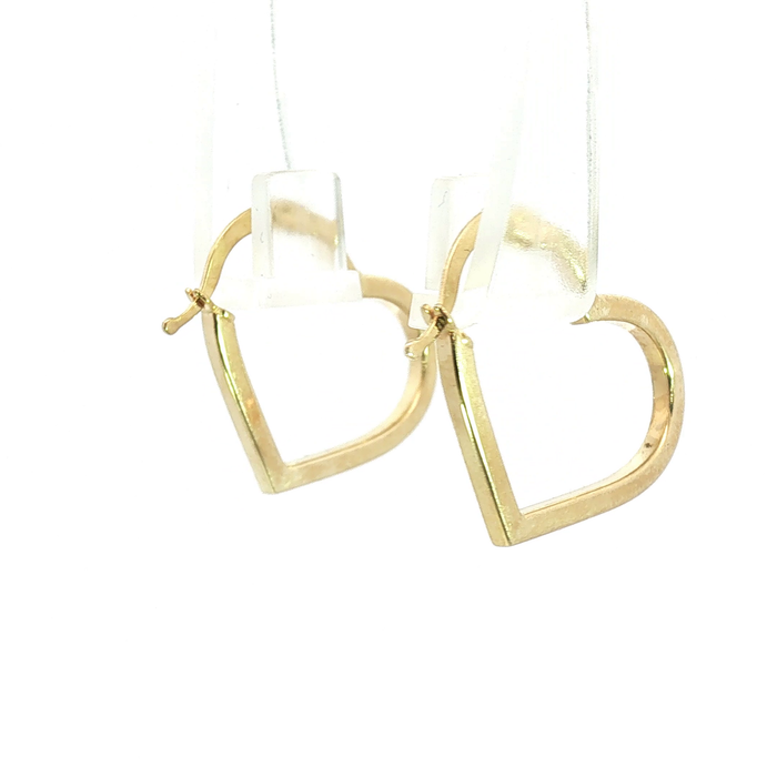 10K Yellow Gold Open Heart Hoop Earrings