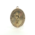 10K Yellow Gold Oval Saint Jude Religious Pendant with Crystal Halo