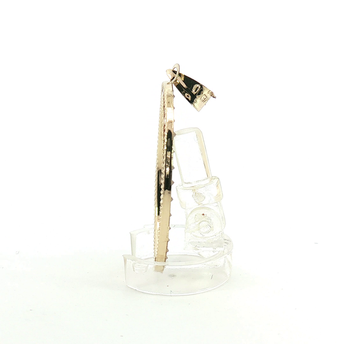10K Yellow Gold Oval Saint Jude Religious Pendant with Crystal Halo