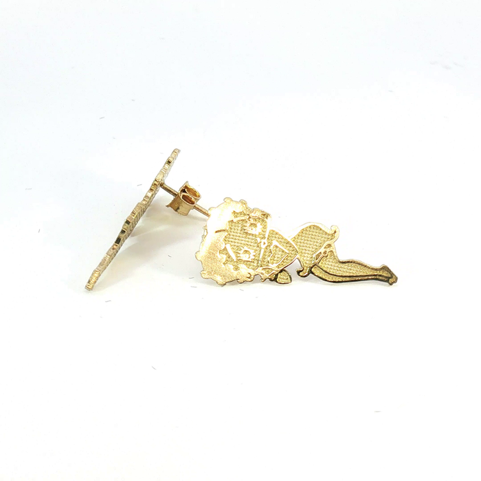 10K Yellow Gold Reclining Character Stud Earrings