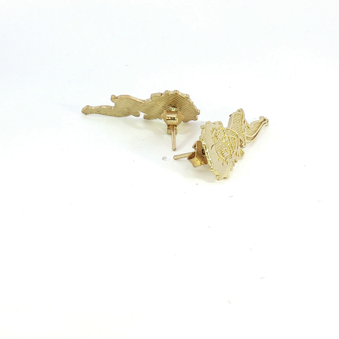 10K Yellow Gold Reclining Character Stud Earrings