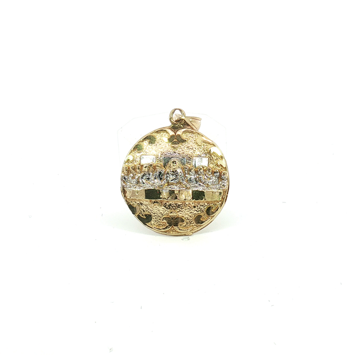 10k Yellow Gold Religious Last Supper Medallion Pendant
