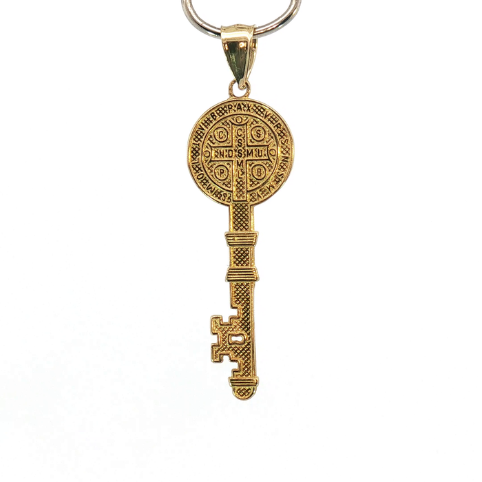 10K Yellow Gold Saint Benedict Key Pendant