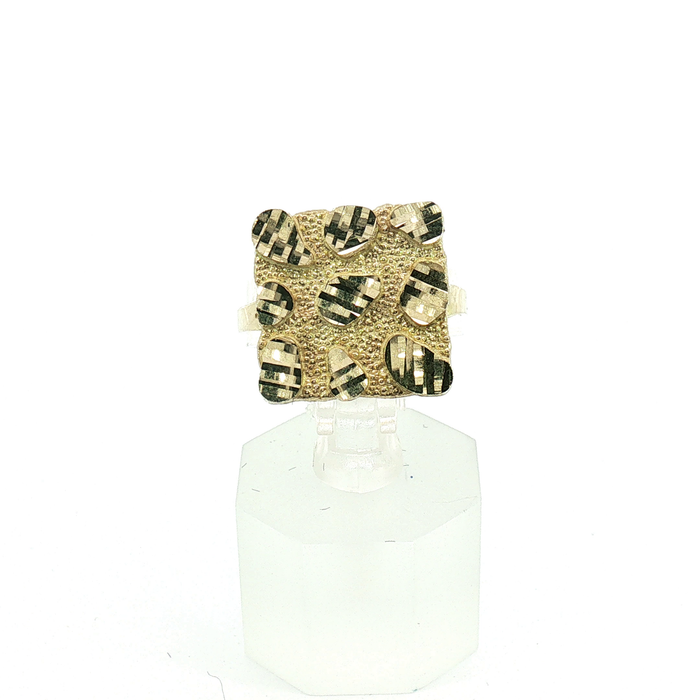 10K Yellow Gold Square Nugget Ring - Big