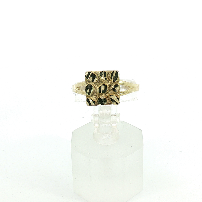 10K Yellow Gold Square Nugget Ring - Small
