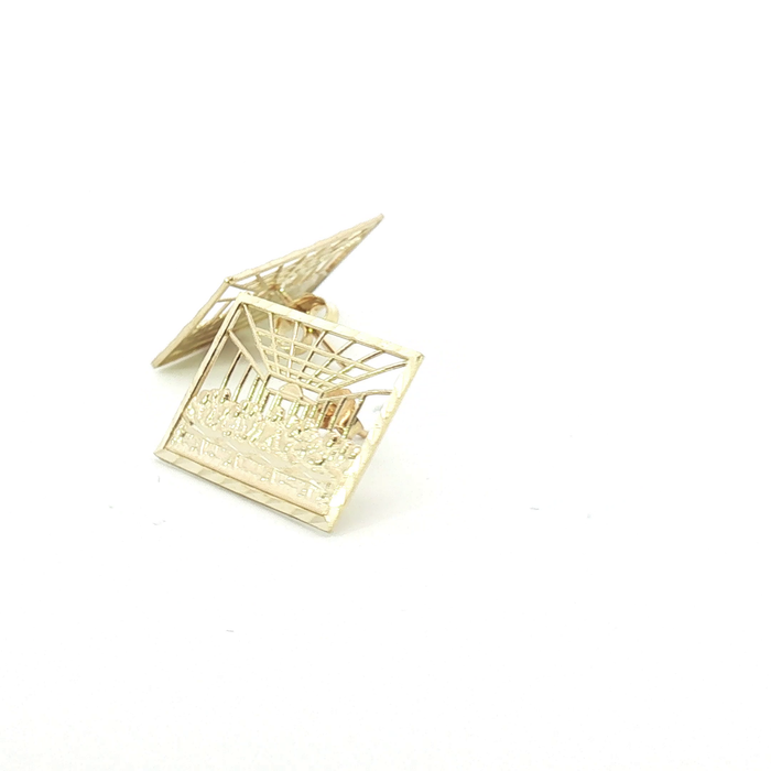 10K Yellow Gold Square The Last Supper Stud Earrings
