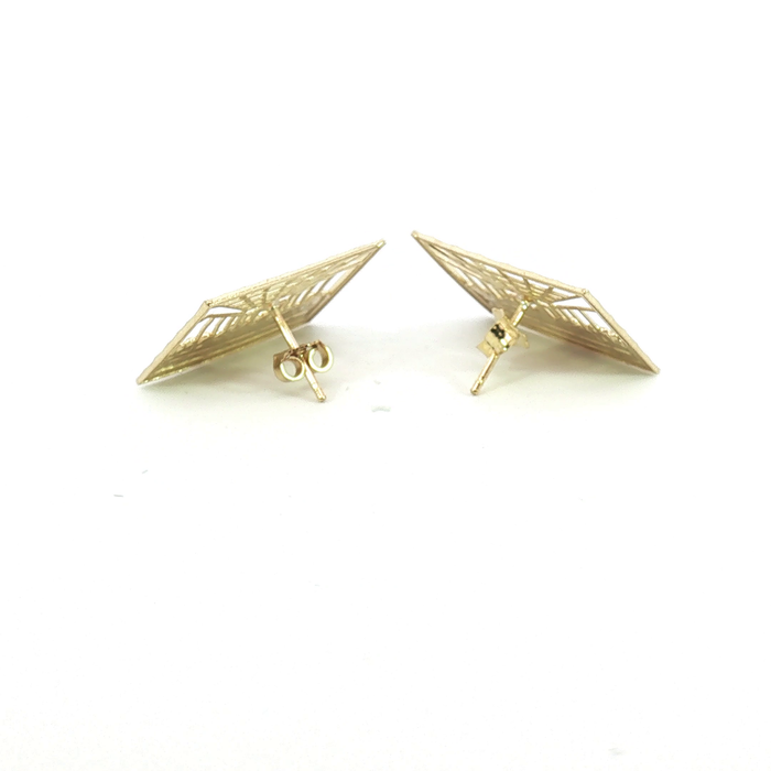 10K Yellow Gold Square The Last Supper Stud Earrings