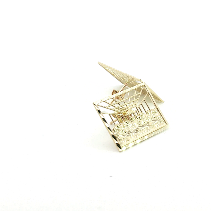 10K Yellow Gold Square The Last Supper Stud Earrings