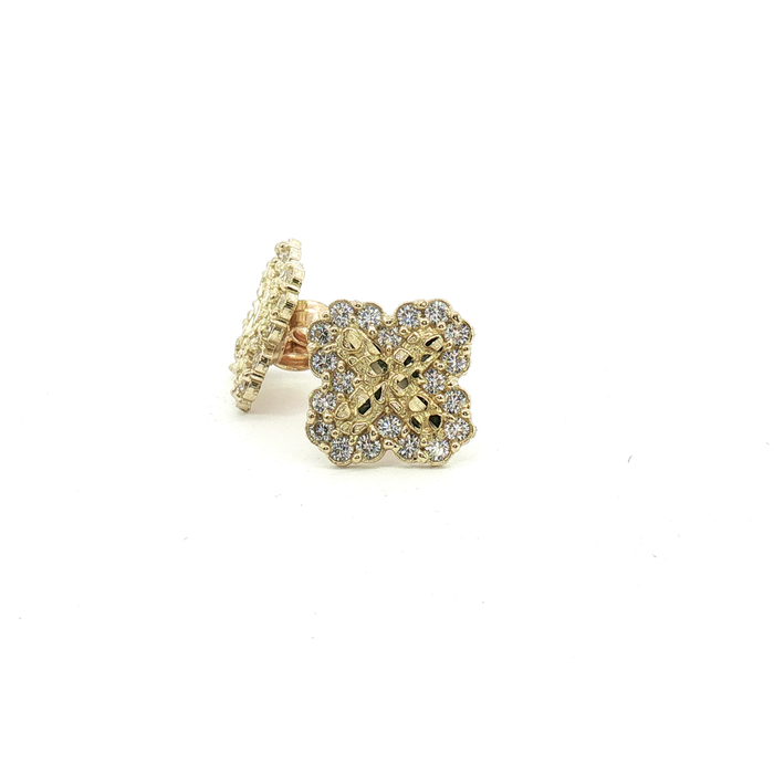 10K Yellow Gold Stone Cluster Stud Earrings