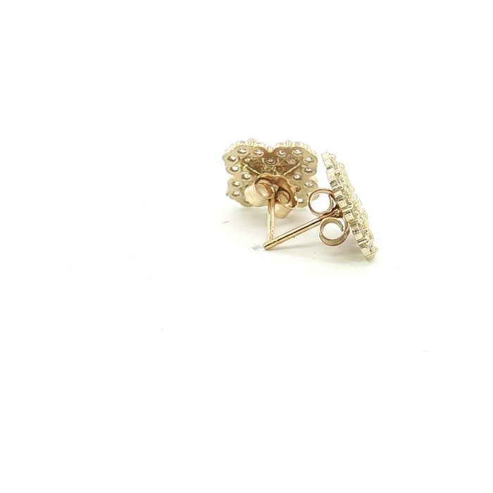 10K Yellow Gold Stone Cluster Stud Earrings