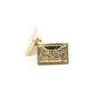10K Yellow Gold The Last Supper Rectangular Embossed Stud Earrings