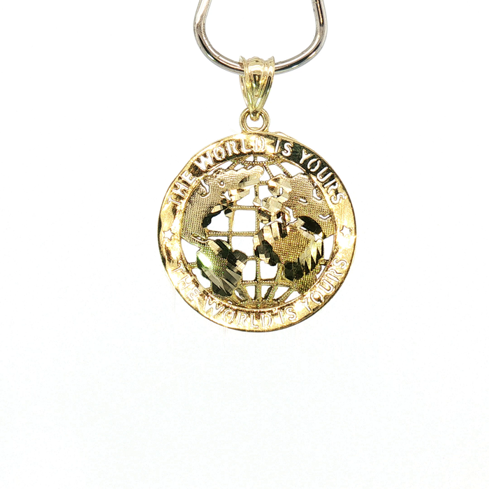 10K Yellow Gold "The World is Yours" Globe Pendant