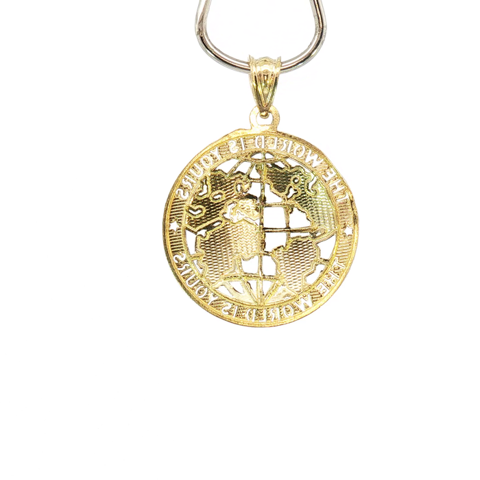 10K Yellow Gold "The World is Yours" Globe Pendant