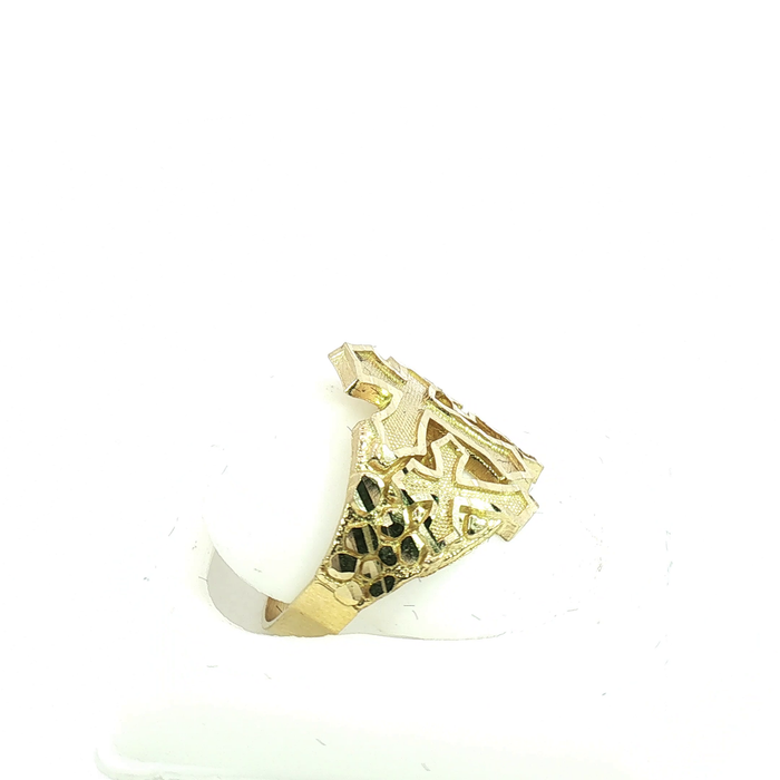 10K Yellow Gold Triple Cross Nugget Ring