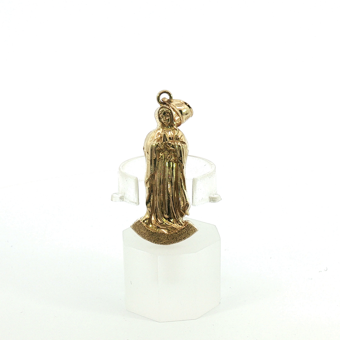 10k Yellow Gold Virgin Mary Religious Figurine Pendant