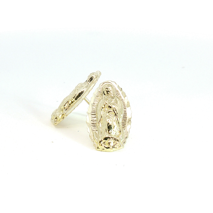 10K Yellow Gold Virgin Mary Stud Earrings