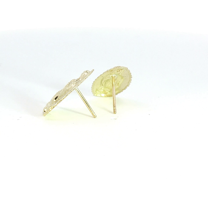 10K Yellow Gold Virgin Mary Stud Earrings