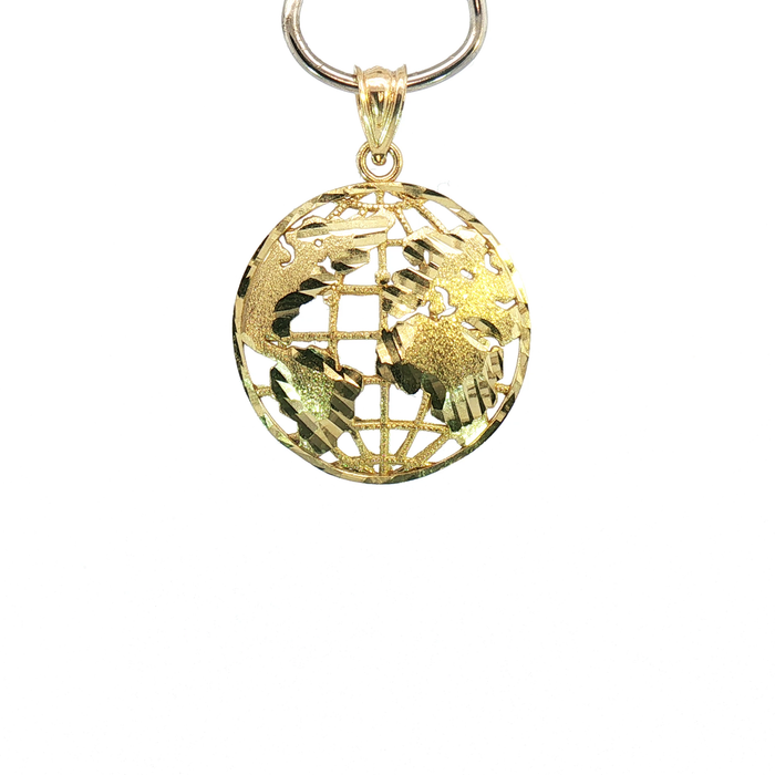 10K Yellow Gold Worls is Yours Globe Pendant