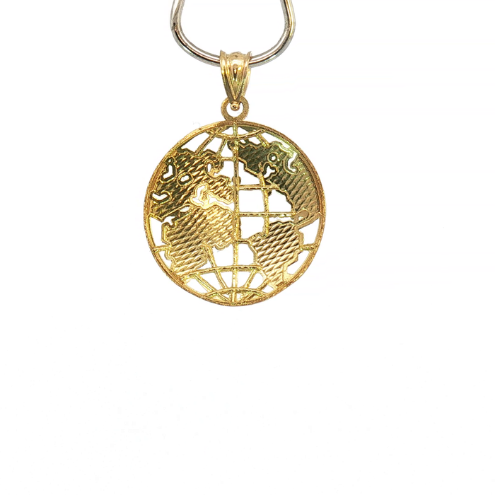 10K Yellow Gold Worls is Yours Globe Pendant