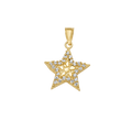 10K/14K Solid Gold Star CZ Accent Pendant