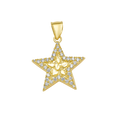10K/14K Solid Gold Star CZ Accent Pendant