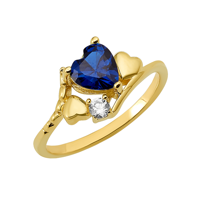 10K/14K Gold Heart Gemstone Ring