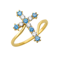 10K/14K Gold Cross Ring with Gemstones
