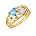 10K/14K Gold Double Heart Ring Gemstones