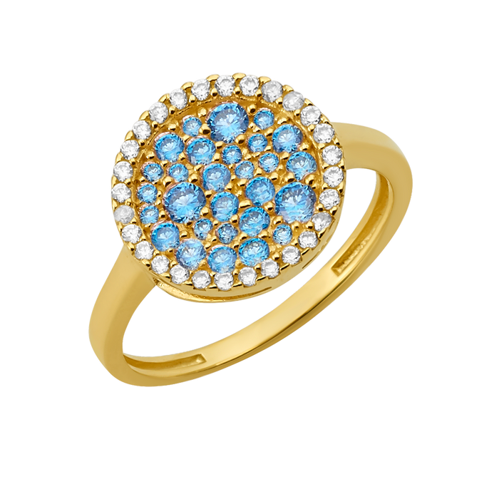 10K/14K Gold Round Cluster Ring with Gemstones