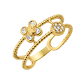 10K/14K Gold Double Band Flower Ring with Gemstones