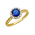10K/14K Gold Halo Ring with Center Stone White Accents