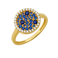 10K/14K Gold Round Cluster Ring with Gemstones