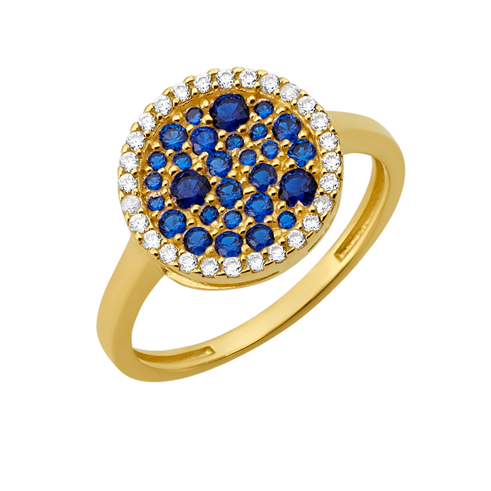 10K/14K Gold Round Cluster Ring with Gemstones