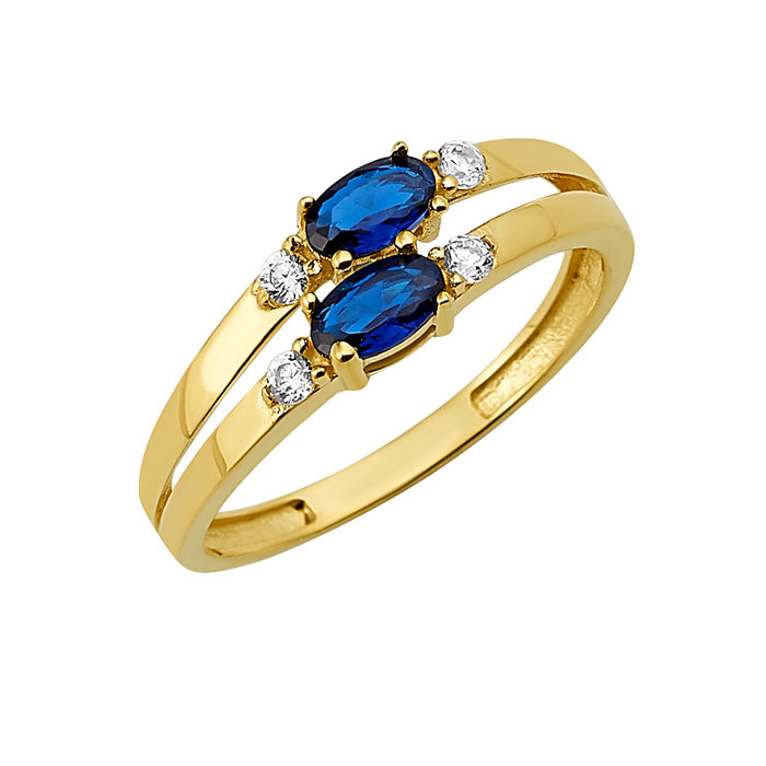 10K/14K Gold Double Gemstone Ring with White Accents