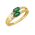 10K/14K Gold Double Gemstone Ring with White Accents