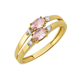 10K/14K Gold Double Gemstone Ring with White Accents