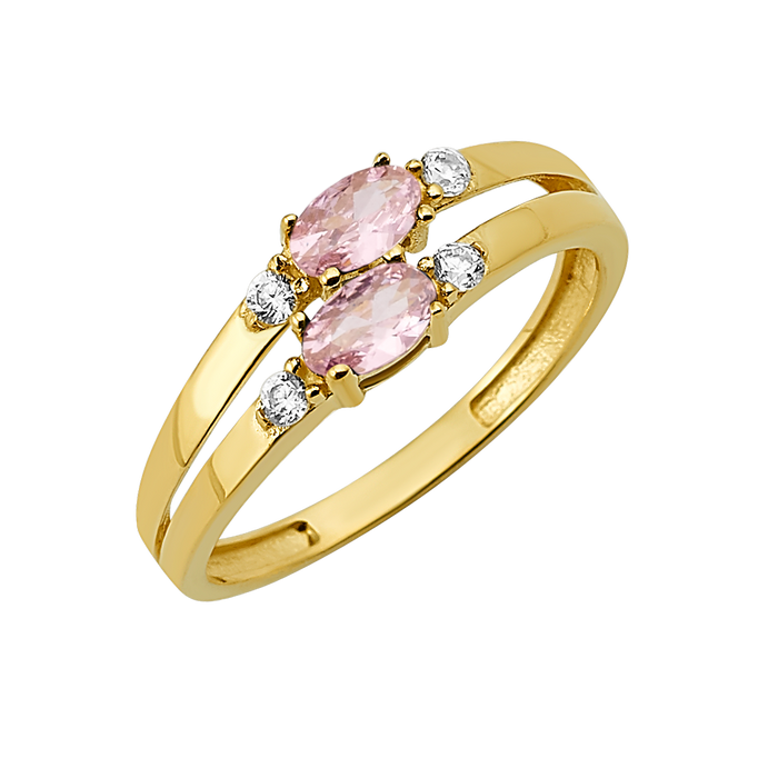 10K/14K Gold Double Gemstone Ring with White Accents