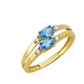 10K/14K Gold Double Gemstone Ring with White Accents