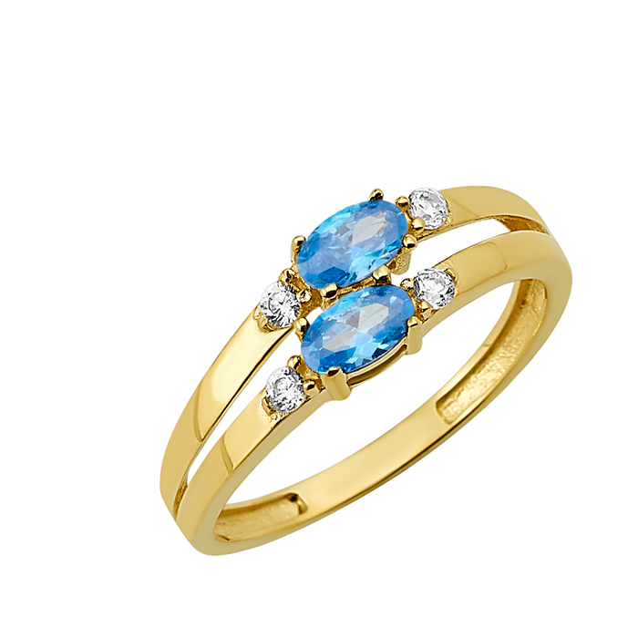 10K/14K Gold Double Gemstone Ring with White Accents