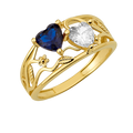 10K/14K Gold Double Heart Ring Gemstones