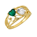 10K/14K Gold Double Heart Ring Gemstones