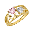 10K/14K Gold Double Heart Ring Gemstones
