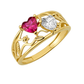 10K/14K Gold Double Heart Ring Gemstones