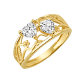 10K/14K Gold Double Heart Ring Gemstones