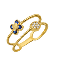 10K/14K Gold Double Band Flower Ring with Gemstones