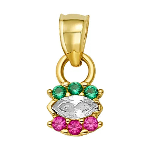 10K/14K Gold Rose Flower Ring with Red & White Gemstones