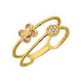 10K/14K Gold Double Band Flower Ring with Gemstones