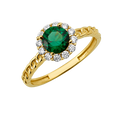 10K/14K Gold Halo Ring with Center Stone White Accents